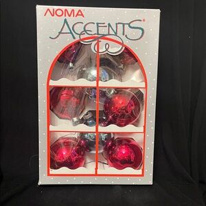 NOMA Accents Festive Red and Silver- Blue Ornament Collection of 16